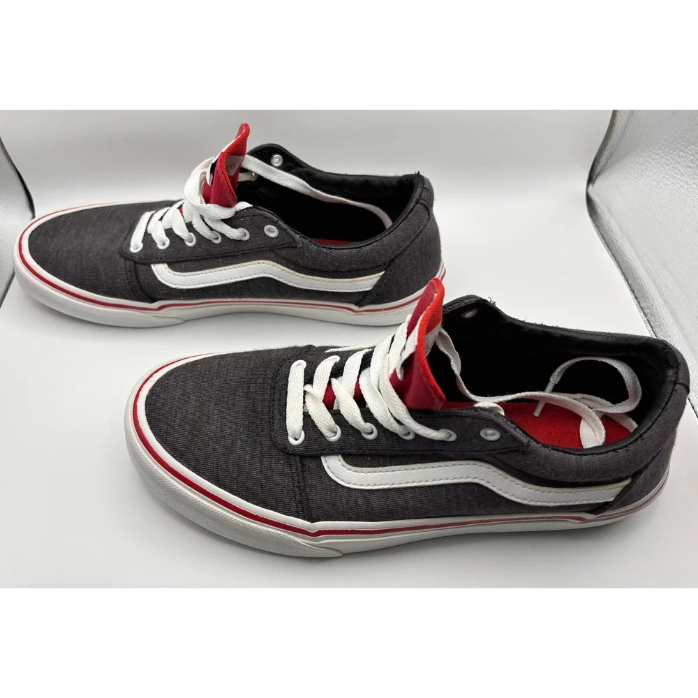 Vans Ward Low Top Sneakers Youth 6.5 Grey Red White Jersey Skate Shoes
